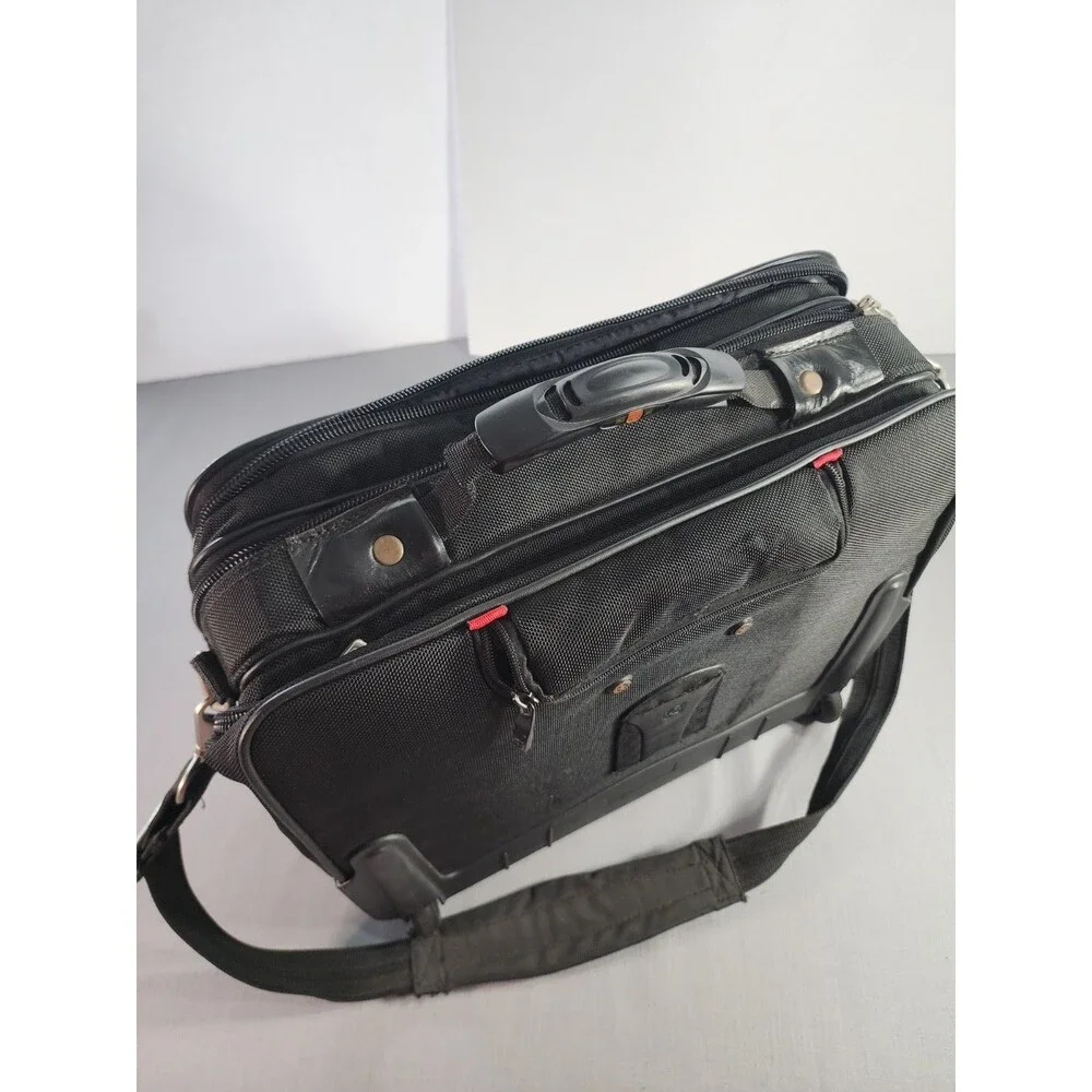 SwissGear Black Expandable Laptop Briefcase Messenger Bag with Shoulder Strap –
